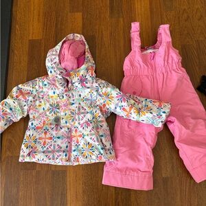 Colorful Floral Jacket and Pink Snow Pants Set